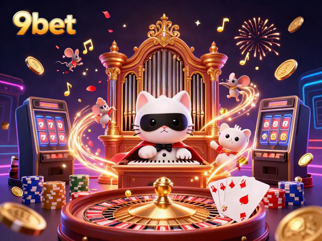 9bet offers thrilling casino experience featuring a 3D phantom cat, lively atmosphere, and exciting gaming elements.