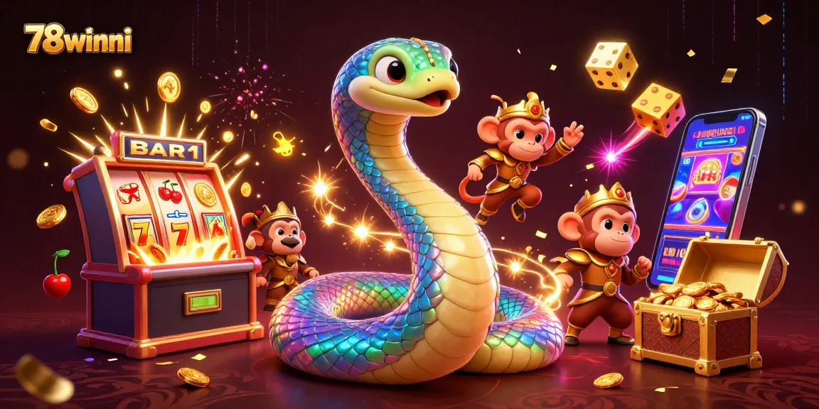 Experience 78winni's vibrant slot gaming scene with our dazzling illustration filled with excitement.