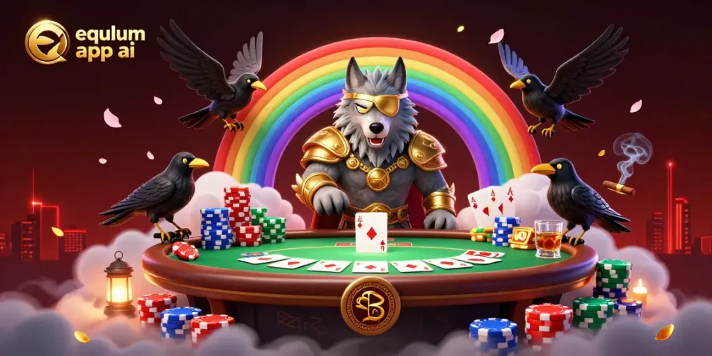 Engage with equlum app ai featuring a 3D cinematic scene of Odin and ravens amidst vibrant casino elements.