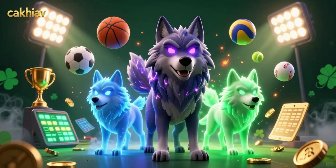 Cakhiatv offers dynamic sports betting with glowing elements and rich visuals in a vibrant 3D scene.