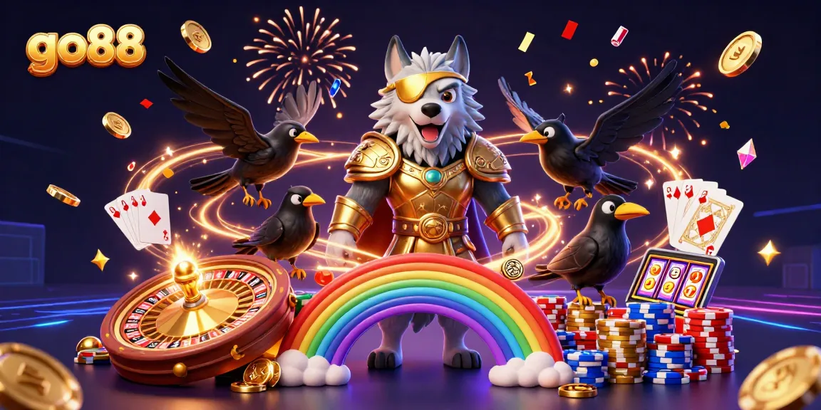 Join the excitement at go88 with a vibrant 3D Norse-themed casino illustration bursting with action.