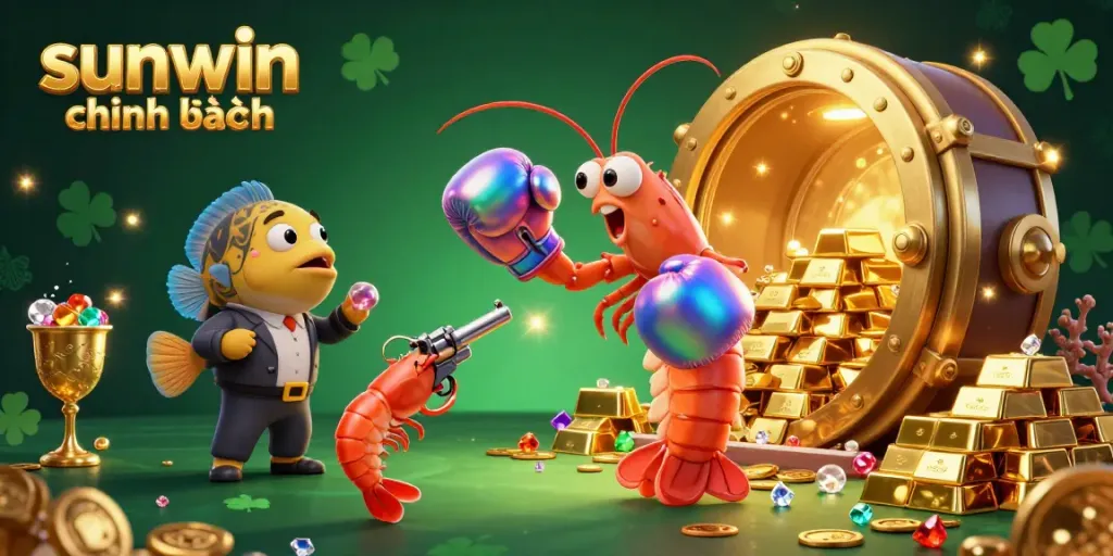 Catch jackpots with sunwin chính hãng’s vibrant 3D gaming scene featuring shiny treasures and lively characters.
