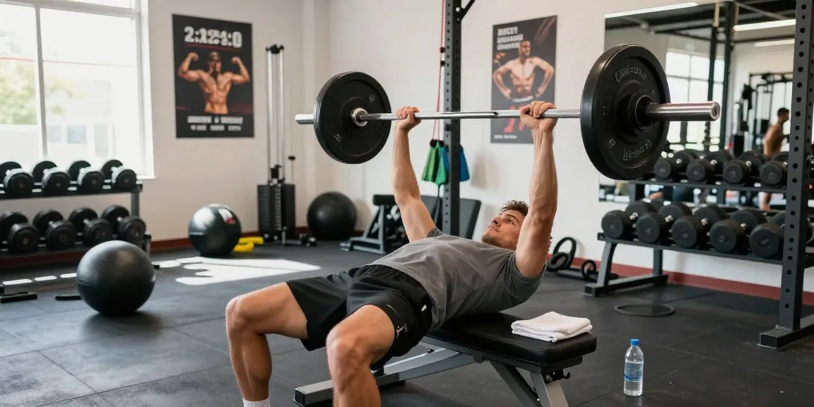 Esteroidesshop: Hombre levantando pesas en gimnasio moderno y luminoso.