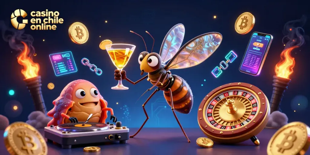 Gira la ruleta en el casino en Chile online con un mosquito 3D animado y un DJ trilobite en un evento interactivo.