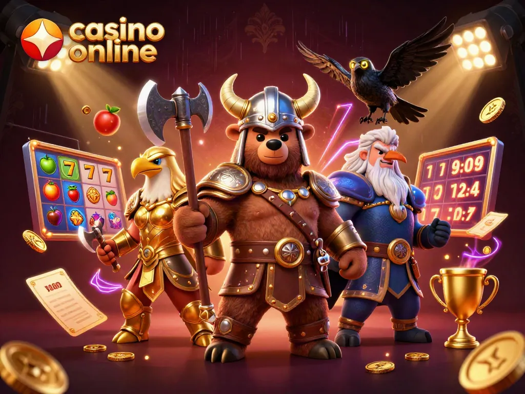 Gana en casino online con emocionantes tragamonedas y jackpots en una vibrante ilustración 3D.