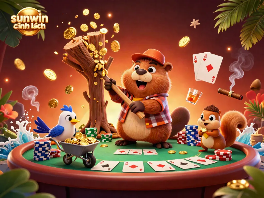 Experience the thrill of sunwin chính hãng with beaver and friends in a vibrant casino gaming scene.
