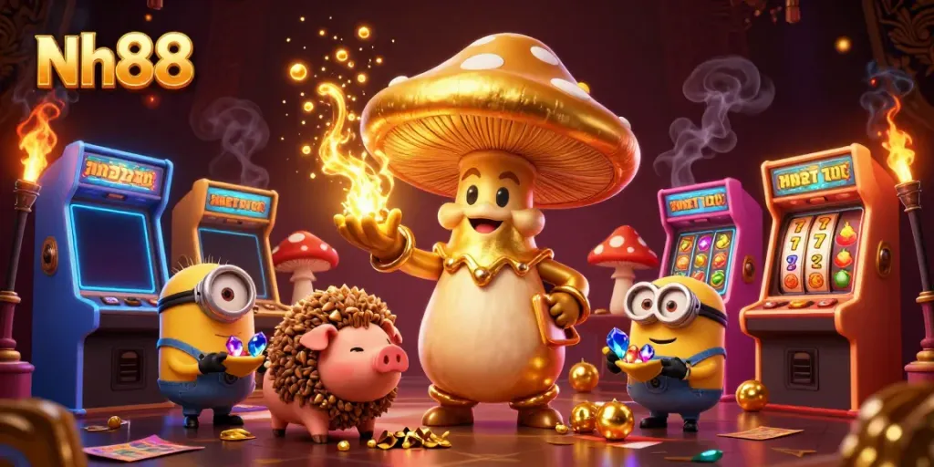 Experience the thrill of Nh88 with golden wizardry, slot machines, and magical treasures.