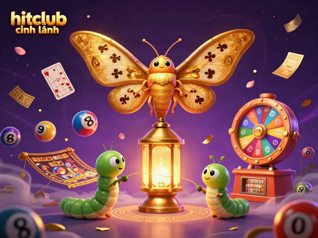 Engage in exciting games at hitclub chính hãng with colorful lottery balls and vibrant casino scenes.