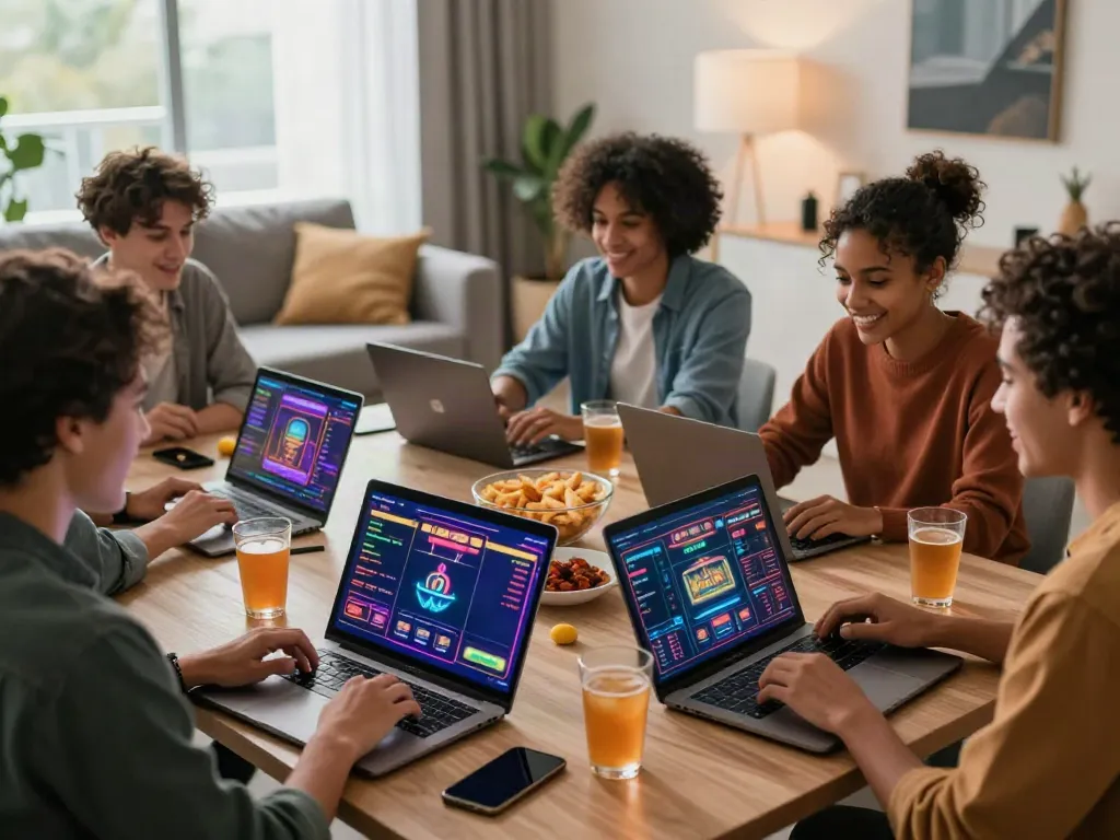 Exciting online gambling with TA88 platform in a modern living room.