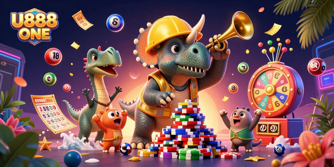 Win big with U888 ONE in this festive 3D scene of exciting games and celebrations.