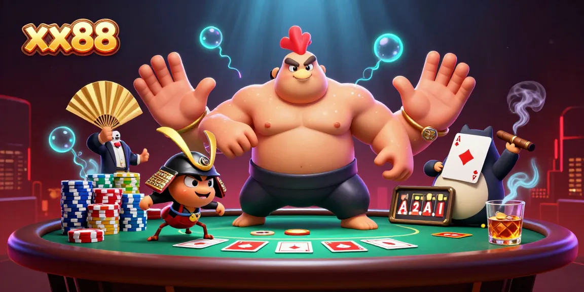 Engage with thrilling xx88 casino action featuring dynamic characters and vibrant poker elements.