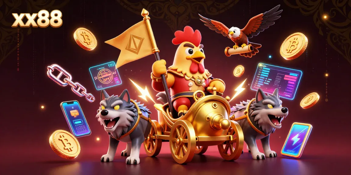 Experience thrilling gameplay at xx88 with a dynamic 3D rooster warlord and crypto elements.