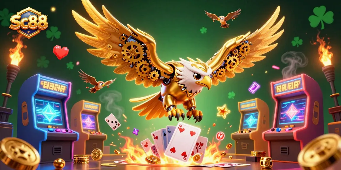 Engage in exciting gaming at Sc88 with a vibrant 3D casino illustration featuring dynamic characters and game elements.